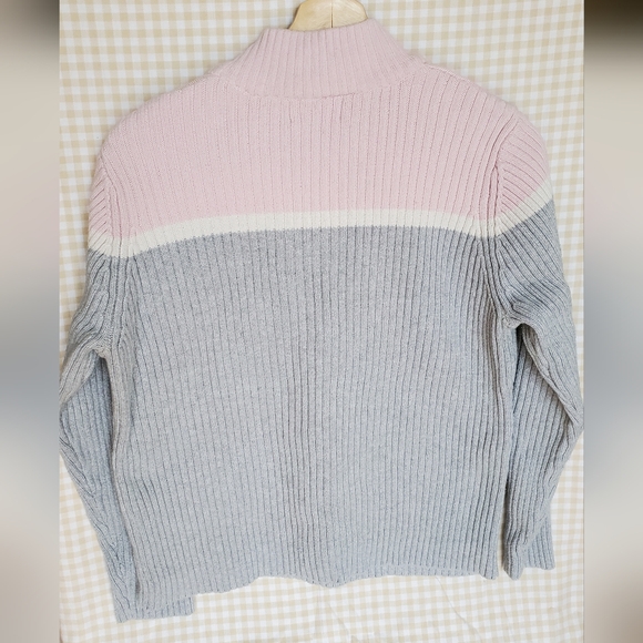 St. Johns Bay Womens Sweater 1/4 Zip Knitted Mock Neck Long Sleeve Gray size XL - Picture 4 of 5